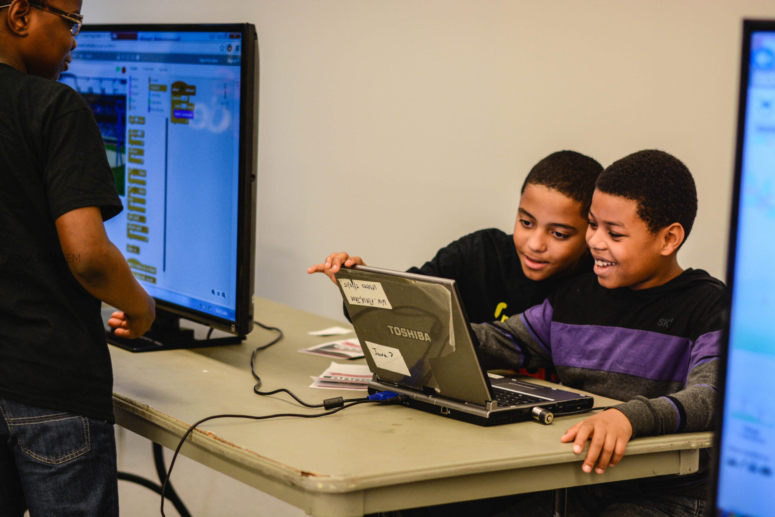 Students working on the group project